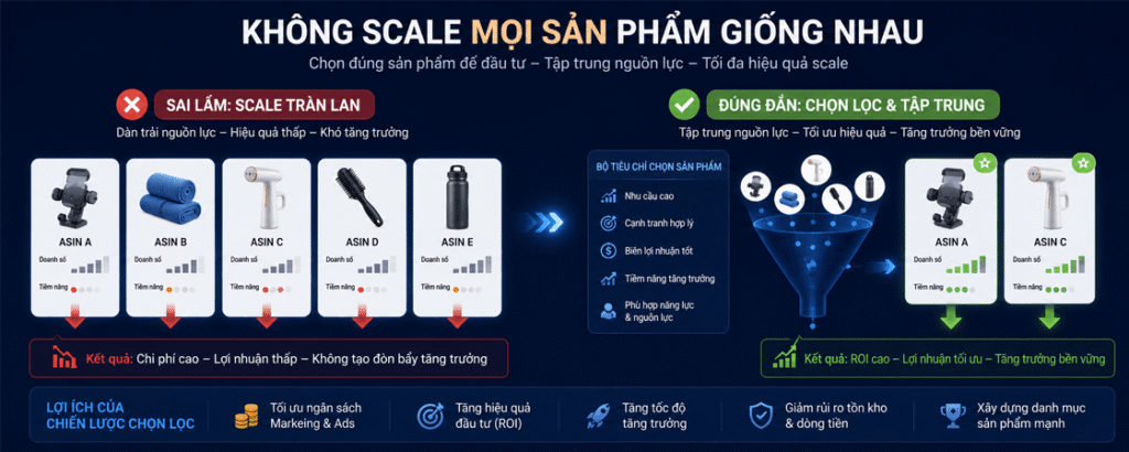 Phân loại sản phẩm theo vai trò trong chiến lược scale Amazon